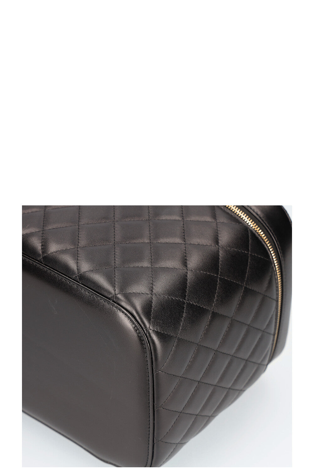 CHANEL Medium Beauty Case Quilted Lampskin Black