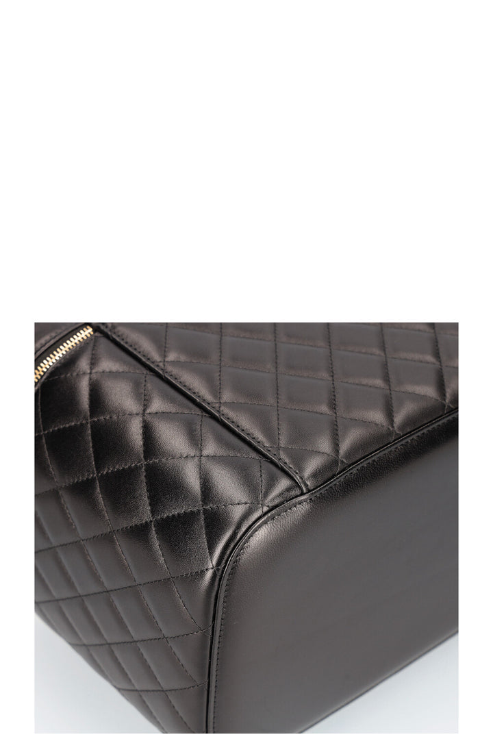 CHANEL Medium Beauty Case Quilted Lampskin Black