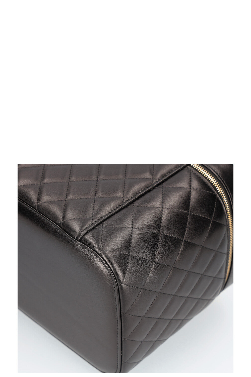 CHANEL Medium Beauty Case Quilted Lampskin Black