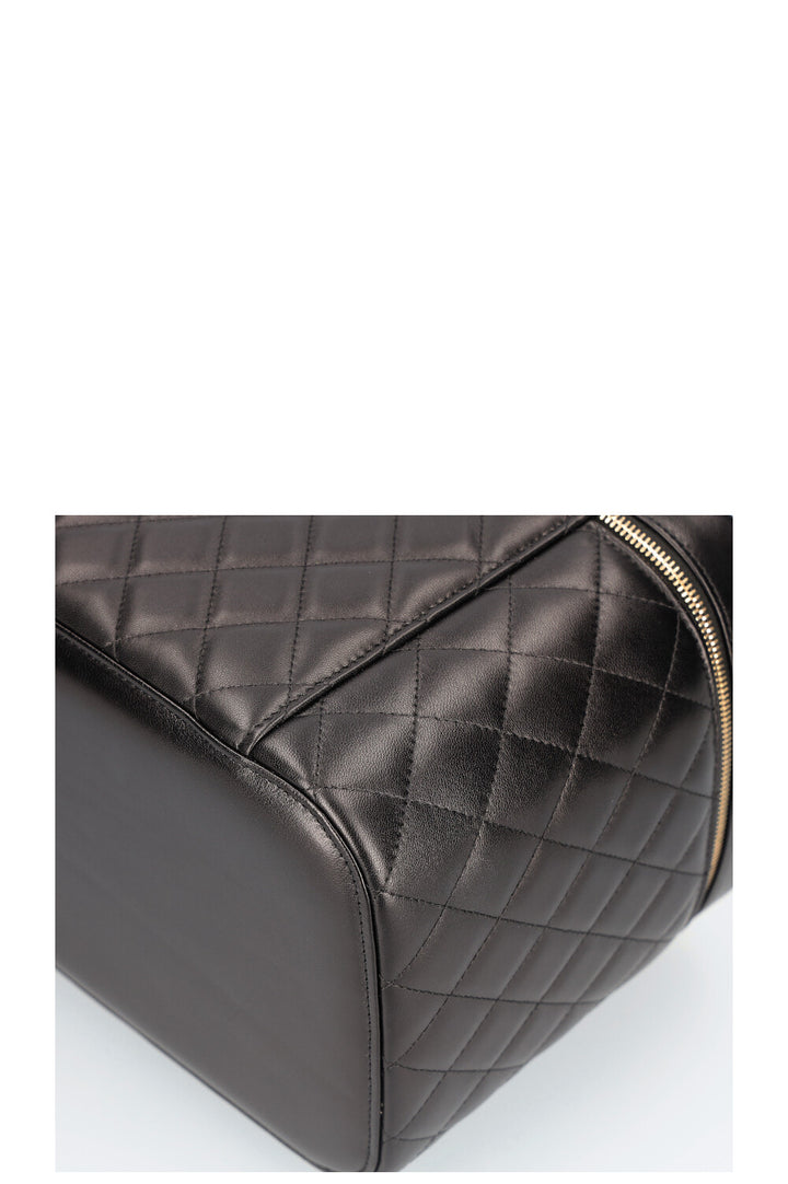 CHANEL Medium Beauty Case Quilted Lampskin Black