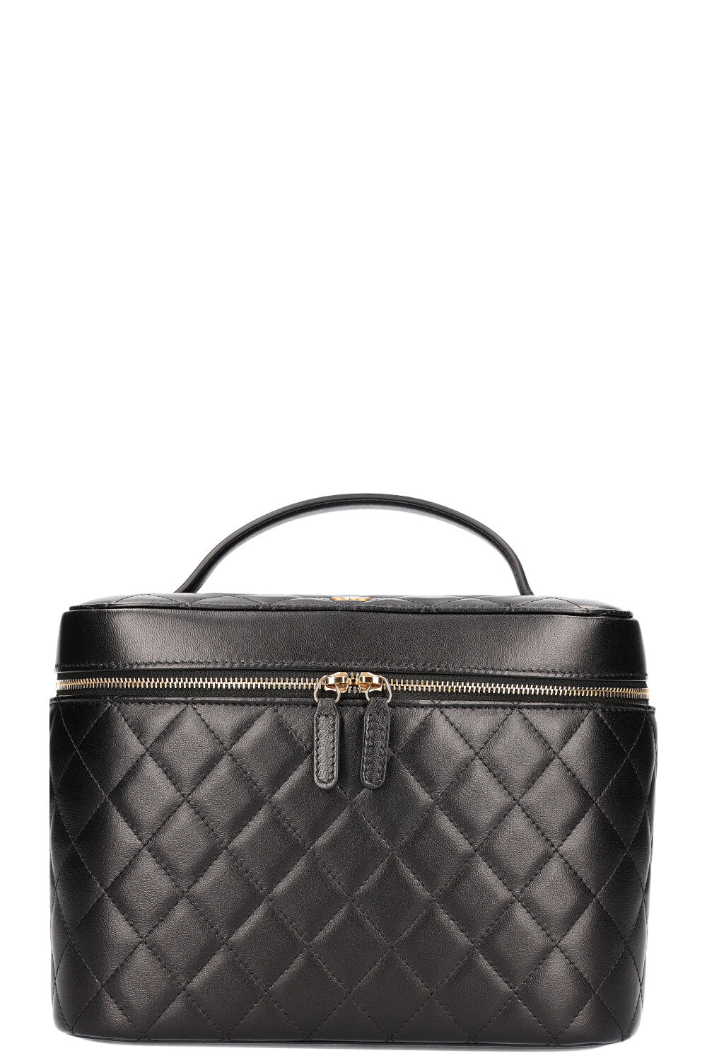 CHANEL Medium Beauty Case Quilted Lampskin Black