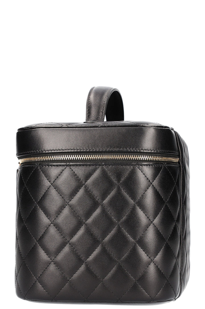 CHANEL Medium Beauty Case Quilted Lampskin Black