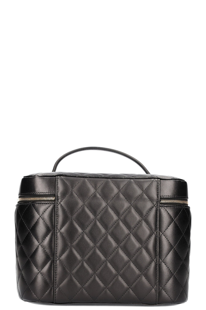 CHANEL Medium Beauty Case Quilted Lampskin Black