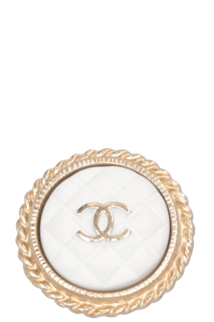 Broche CHANEL en cuir matelassé 2019 blanc