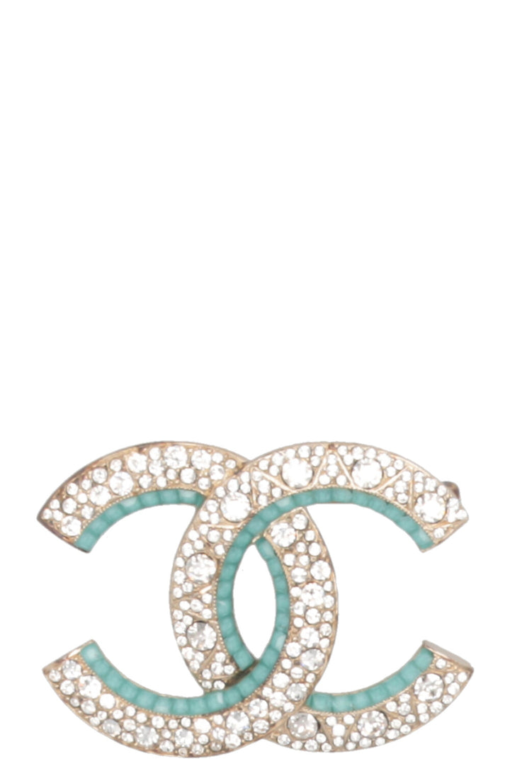 CHANEL Crystal Brooch 2017 Turquoise