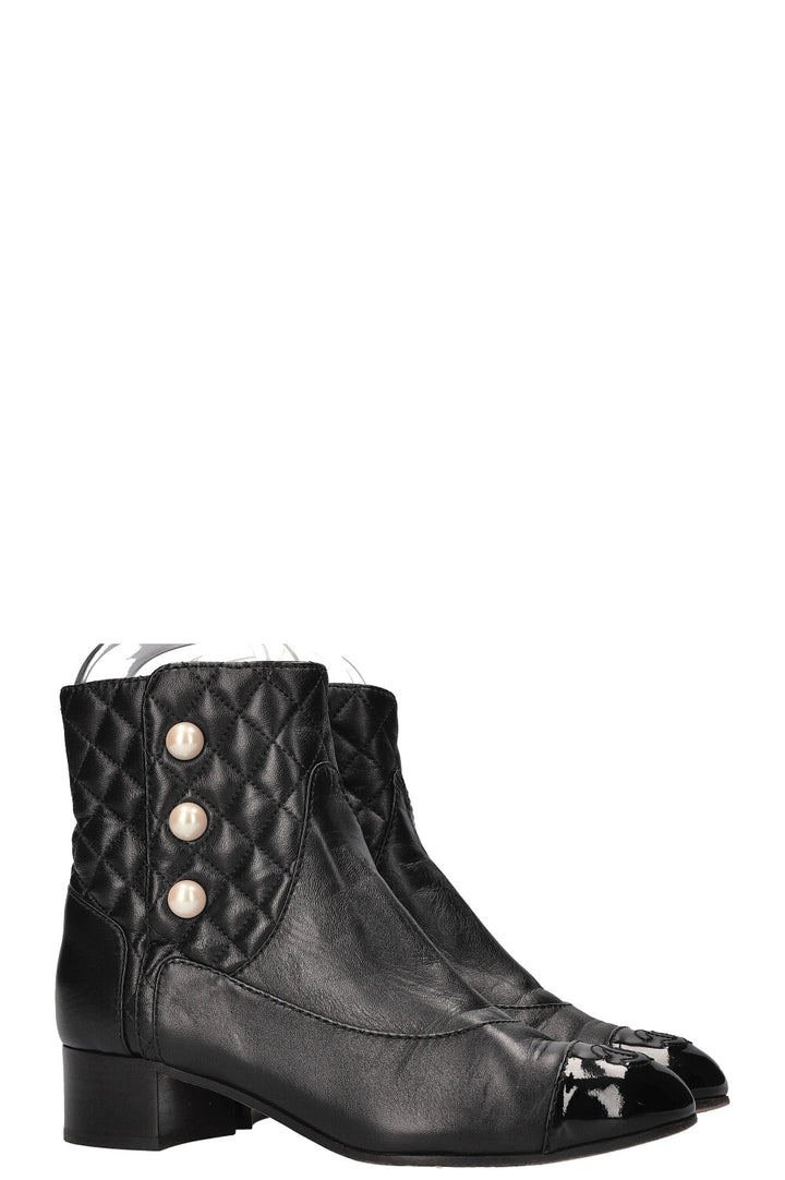 CHANEL Quilted Ankle Boots Black
