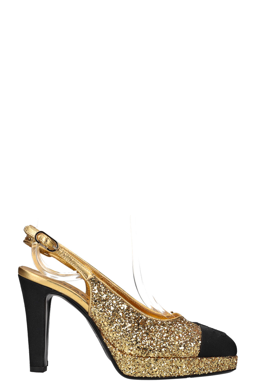 CHANEL Glitter Heels Gold