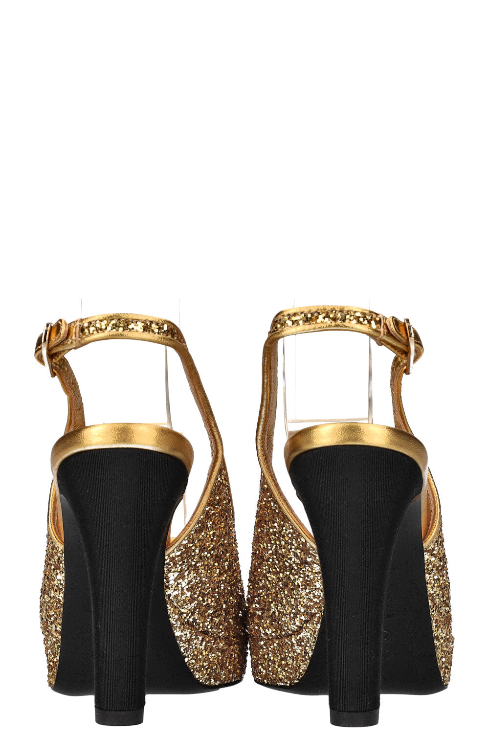 CHANEL Glitter Heels Gold