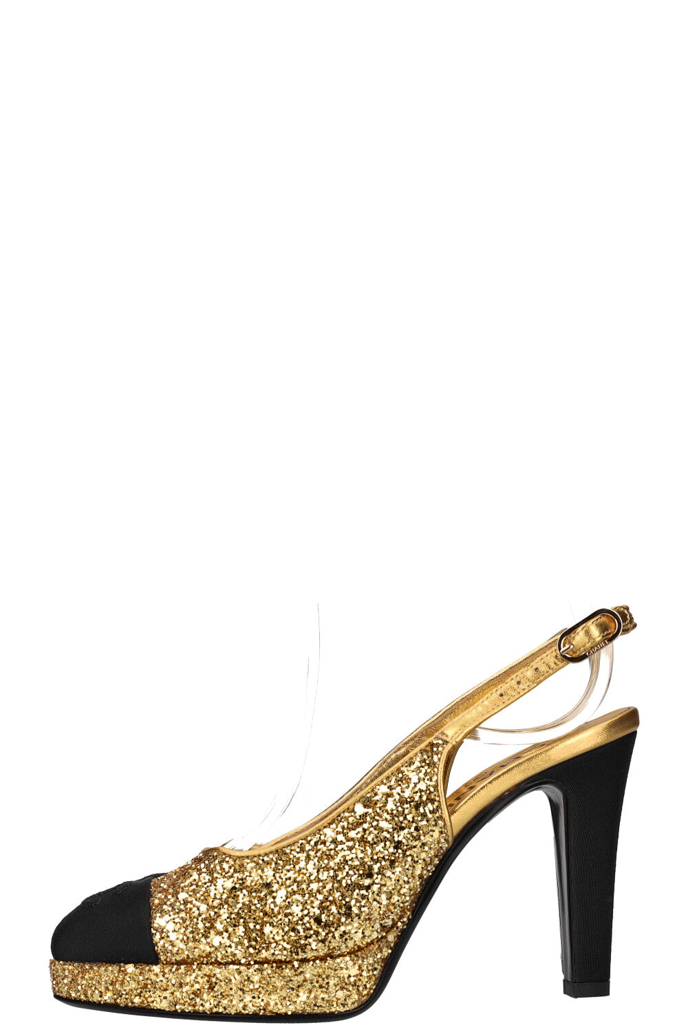 CHANEL Glitter Heels Gold