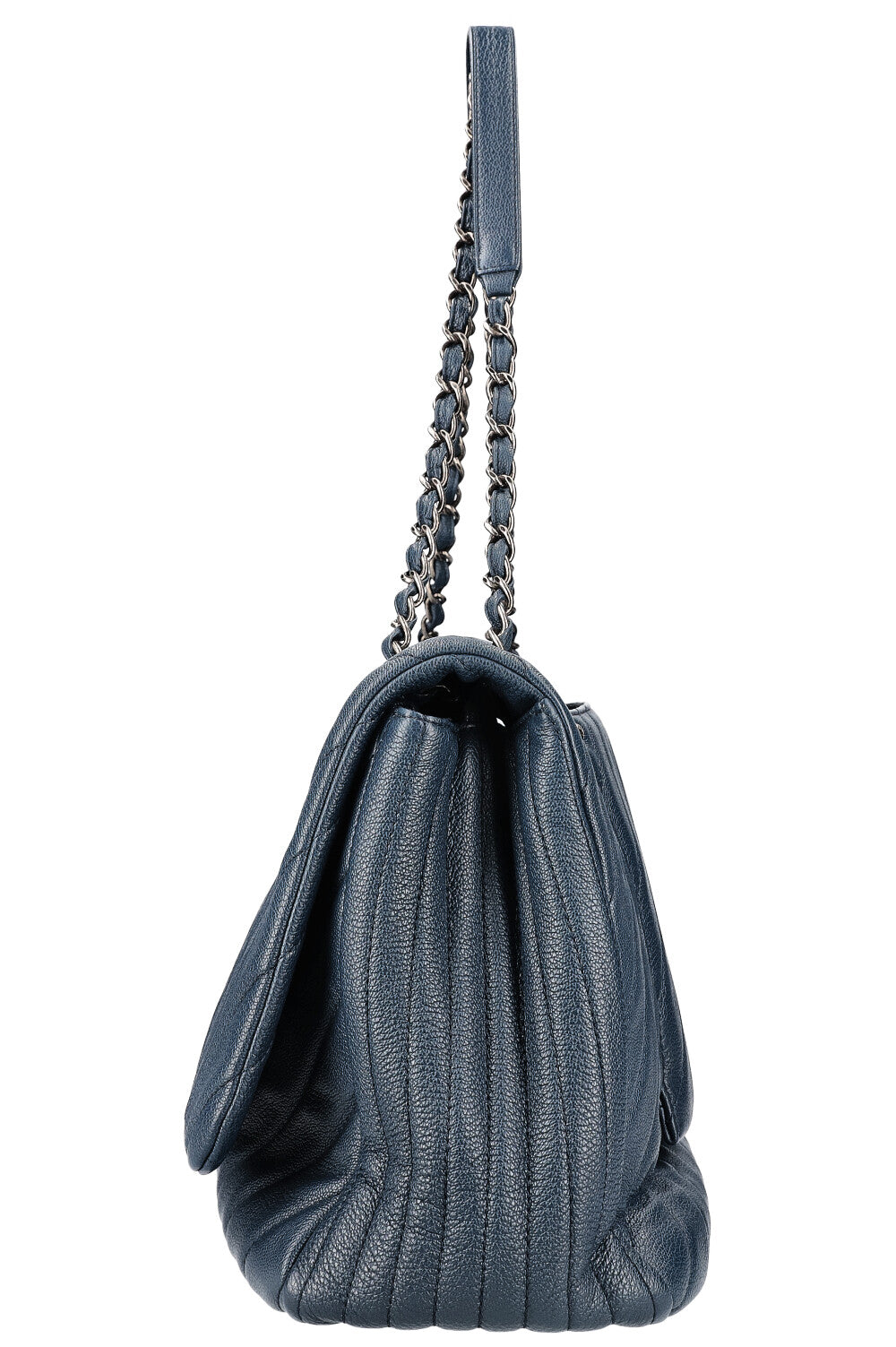 CHANEL XXL Single Flap Bag Chevron Calfskin Navy