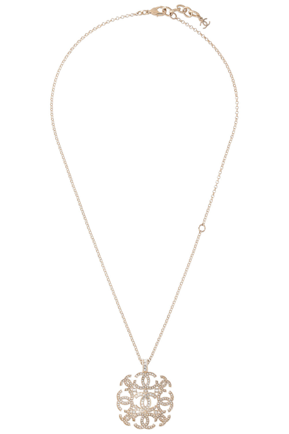 CHANEL 2017 CC Necklace Gold Crystals