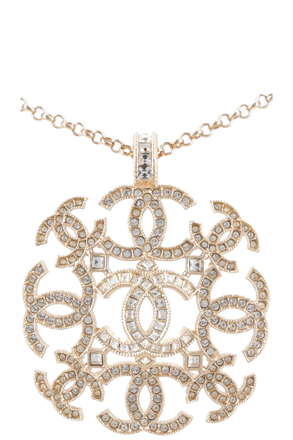 CHANEL 2017 CC Necklace Gold Crystals