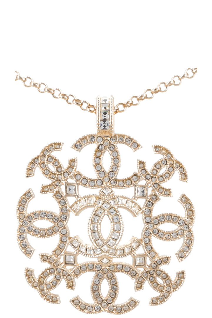 CHANEL 2017 CC Necklace Gold Crystals