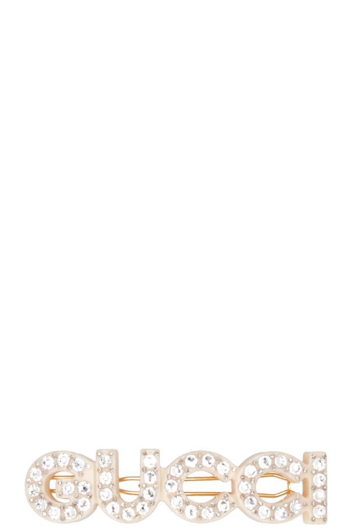 GUCCI Crystal Hair Clip Silver