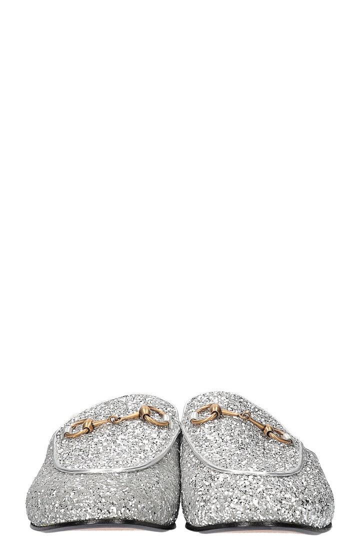 GUCCI Princetown Flats Glitter Silver