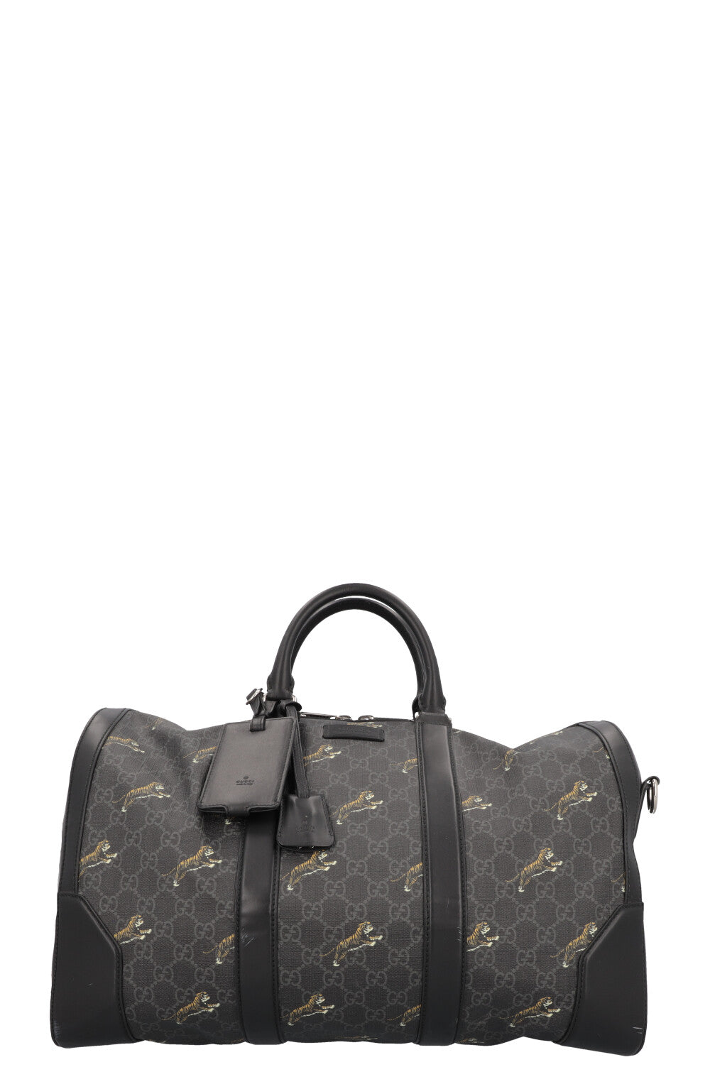 GUCCI Tiger Supreme Canvas Bowling Bag Charcoal