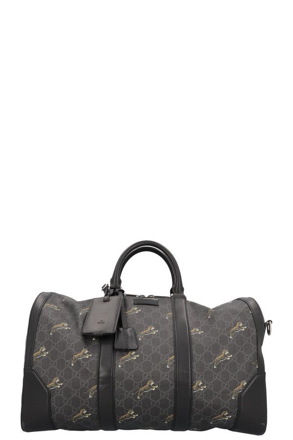 GUCCI Tiger Supreme Canvas Bowling Bag Charcoal