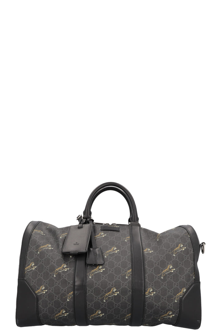 GUCCI Tiger Supreme Canvas Bowling Bag Charcoal