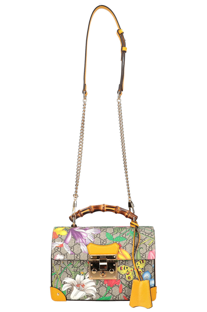 GUCCI Padlock Bamboo Bag Flora GG