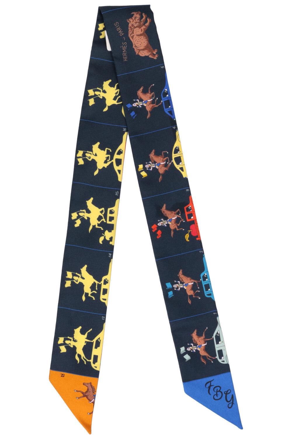 HERMÈS Parade Twillly Silk Navy Yellow