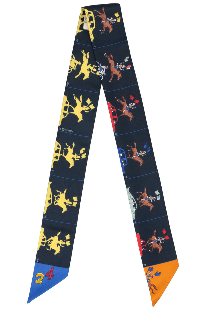 HERMÈS Parade Twillly Silk Navy Yellow