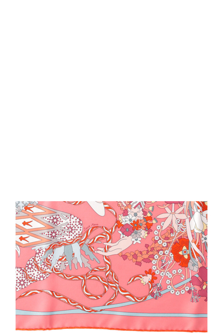 HERMÈS Le Sacre des Saisons Carré 90 Silk Pink