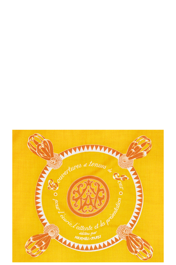 HERMÈS Encadre Blason 90 Scarf Orange
