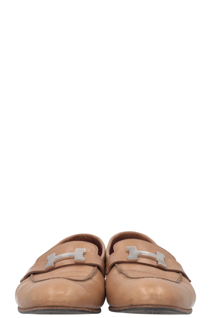 HERMÈS Paris Loafers Leather Brown
