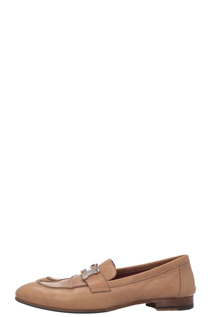 HERMÈS Paris Loafers Leather Brown