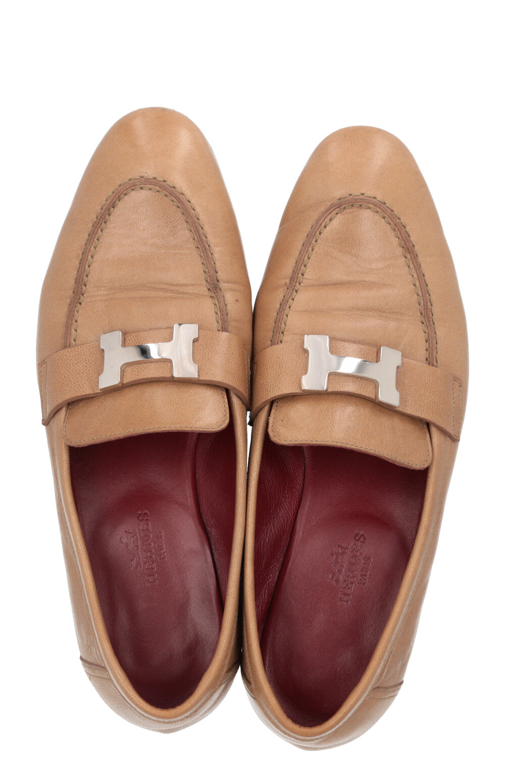 HERMÈS Paris Loafers Leather Brown