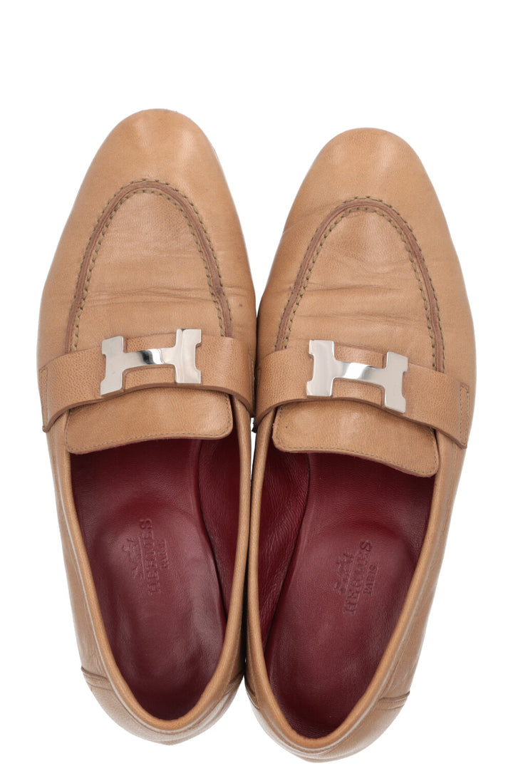 HERMÈS Paris Loafers Leather Brown