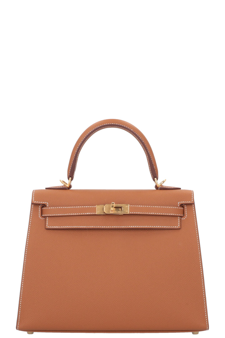 HERMÈS Kelly 25 Sellier Epsom Gold