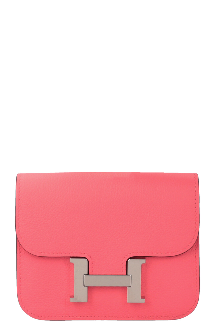 HERMÈS Constance Slim Wallet Evercolor Rose Azalee