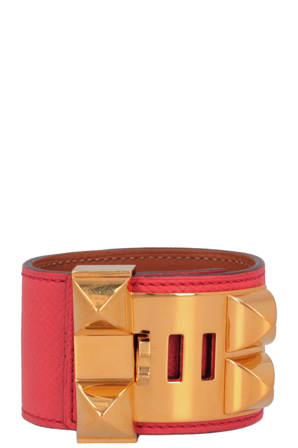 HERMÈS Collier de Chien Bracelet Empsom Red Gold