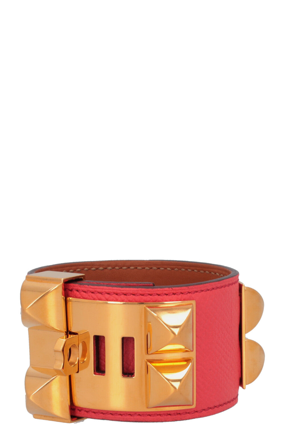 HERMÈS Collier de Chien Bracelet Empsom Red Gold
