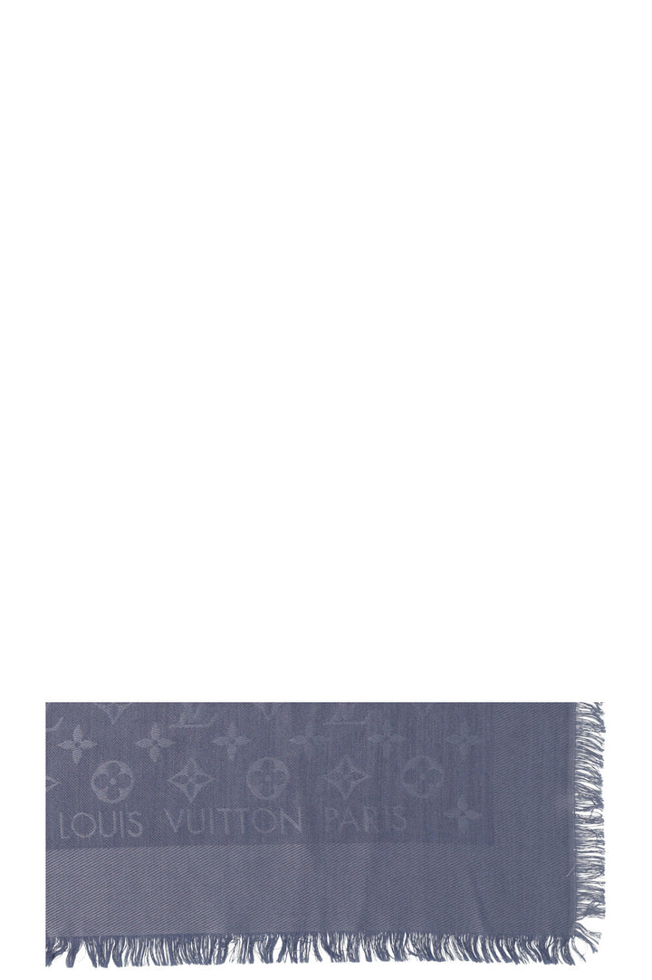 LOUIS VUITTON Scarf MNG Silk Wool Blue