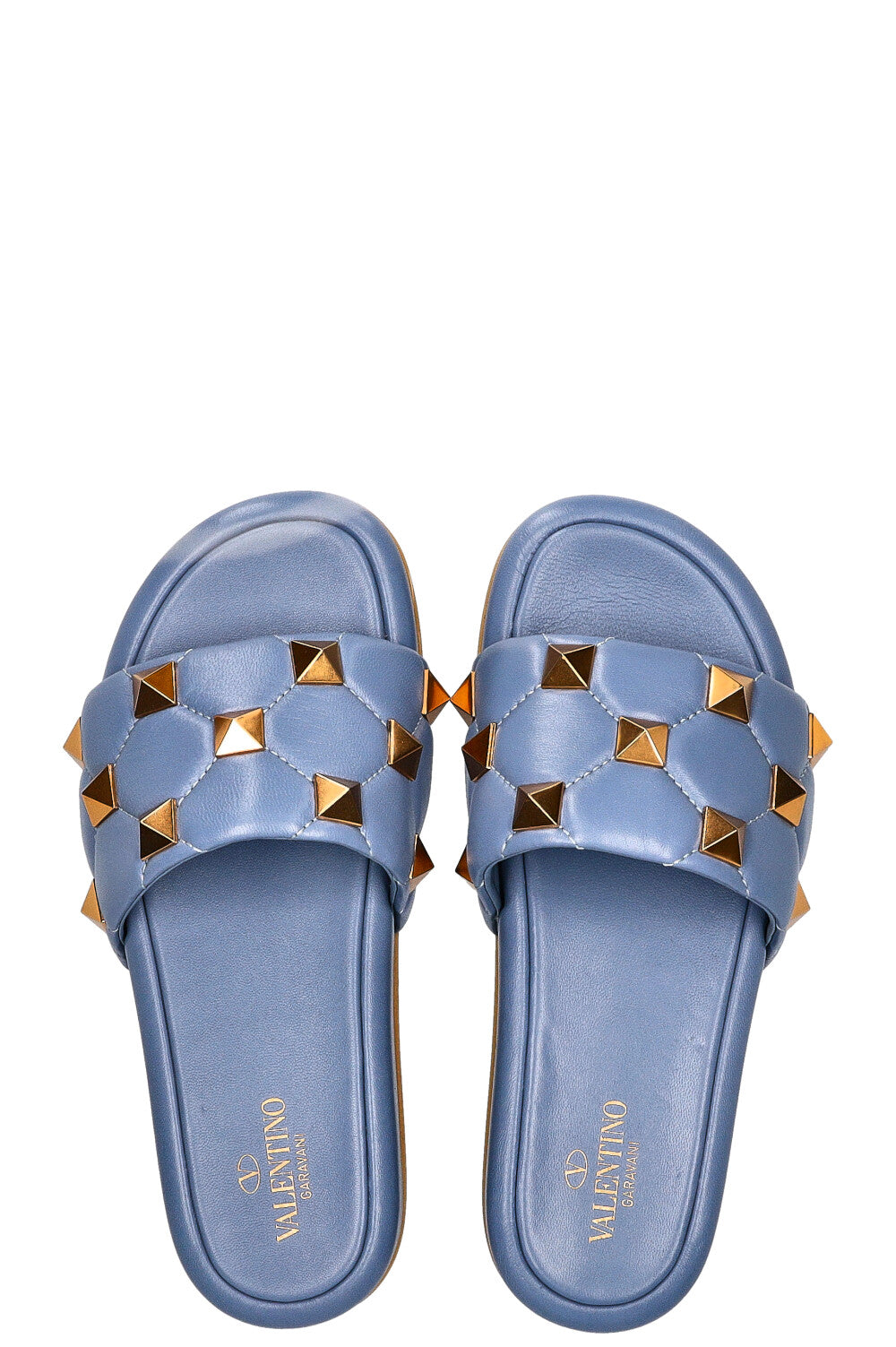 VALENTINO Roman Stud Platform Slides Blue