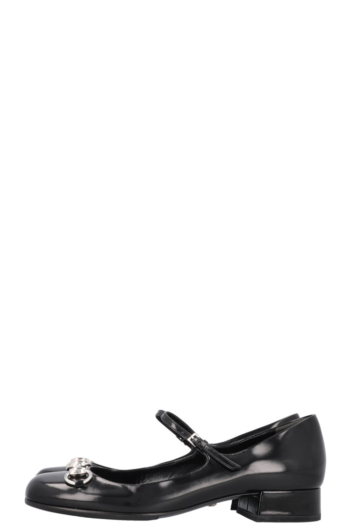 GUCCI Horsebit Mary Jane Heels Black