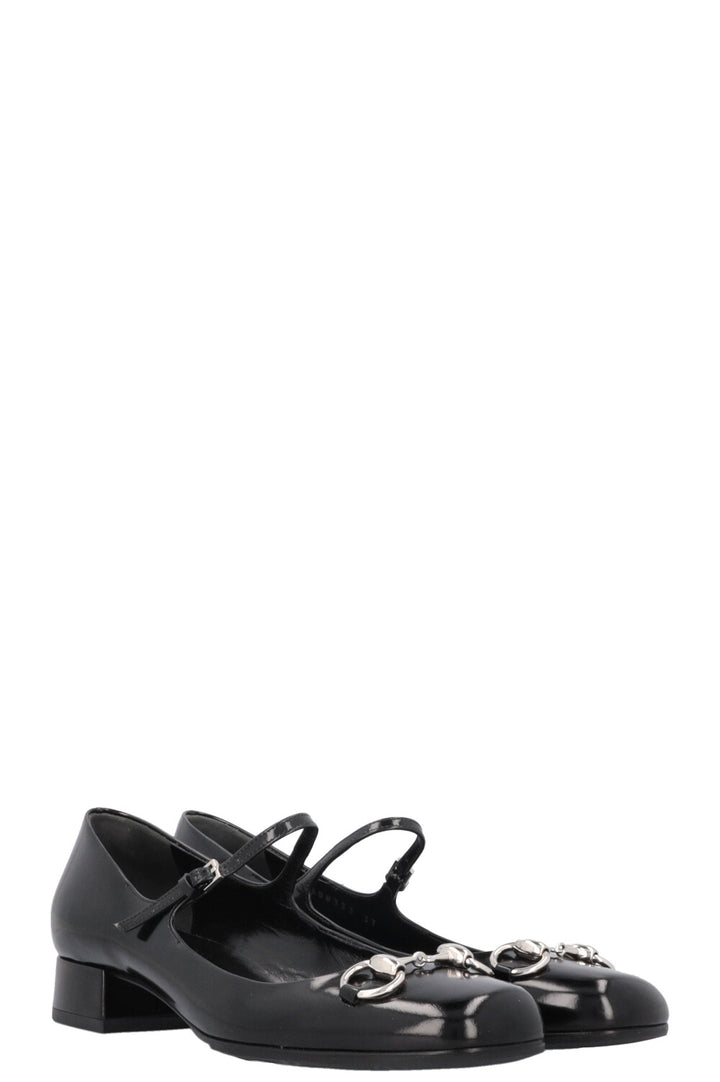 GUCCI Horsebit Mary Jane Heels Black