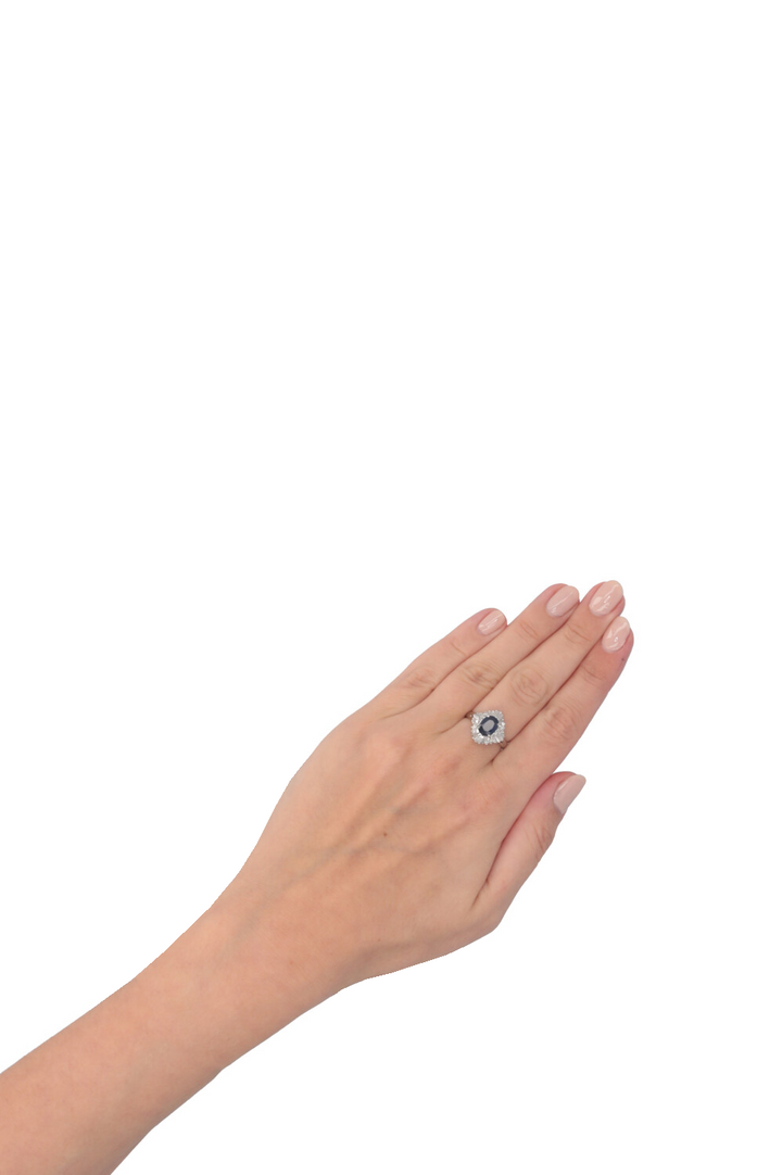 VINTAGE JEWELRY Ring Sapphire Diamond Platin