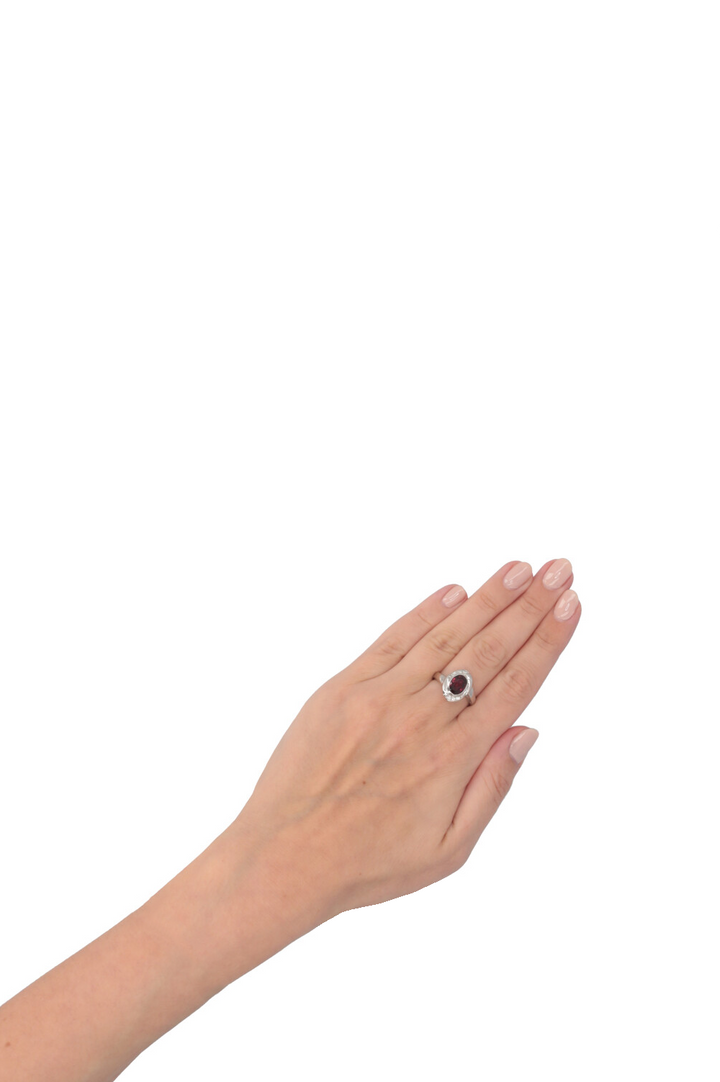 VINTAGE JEWELRY Granat Diamonds Ring Platin
