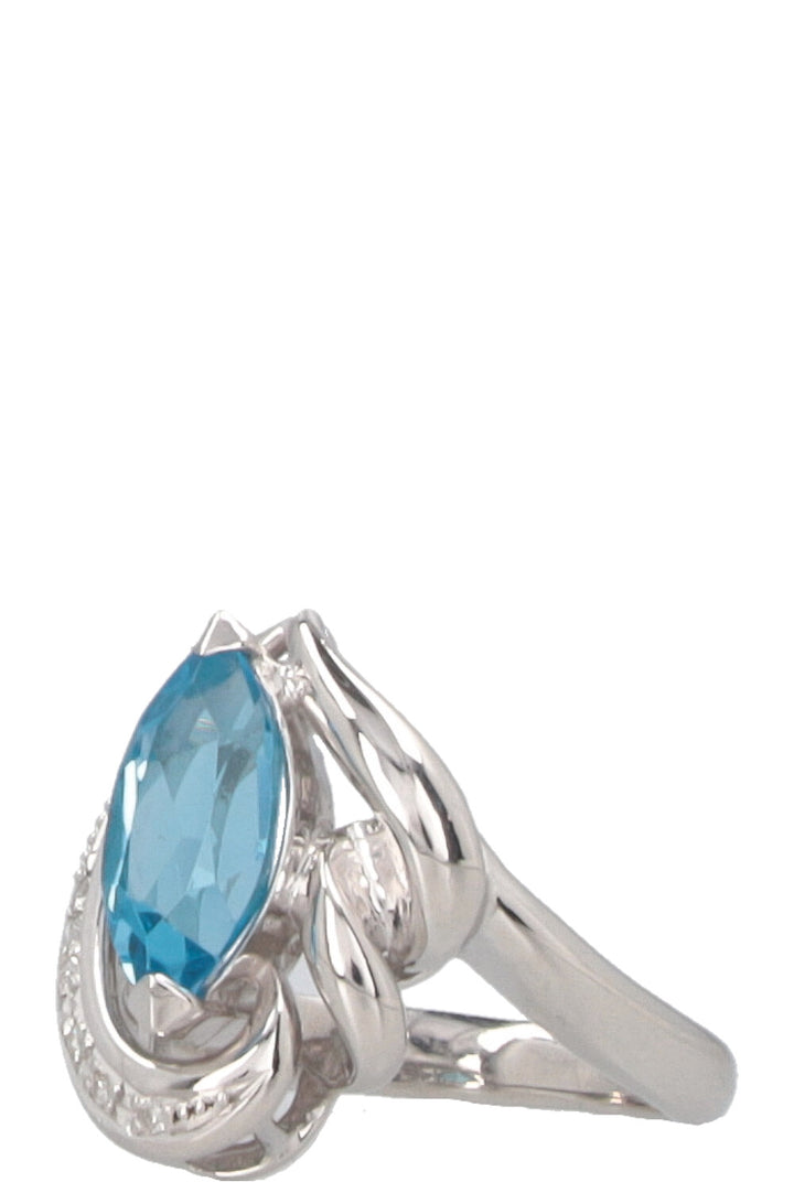 VINTAGE JEWELRY Topas Diamond Oval Ring Platin