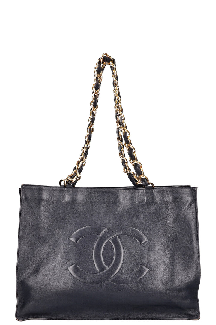 CHANEL Vintage CC Chain Tote Navy