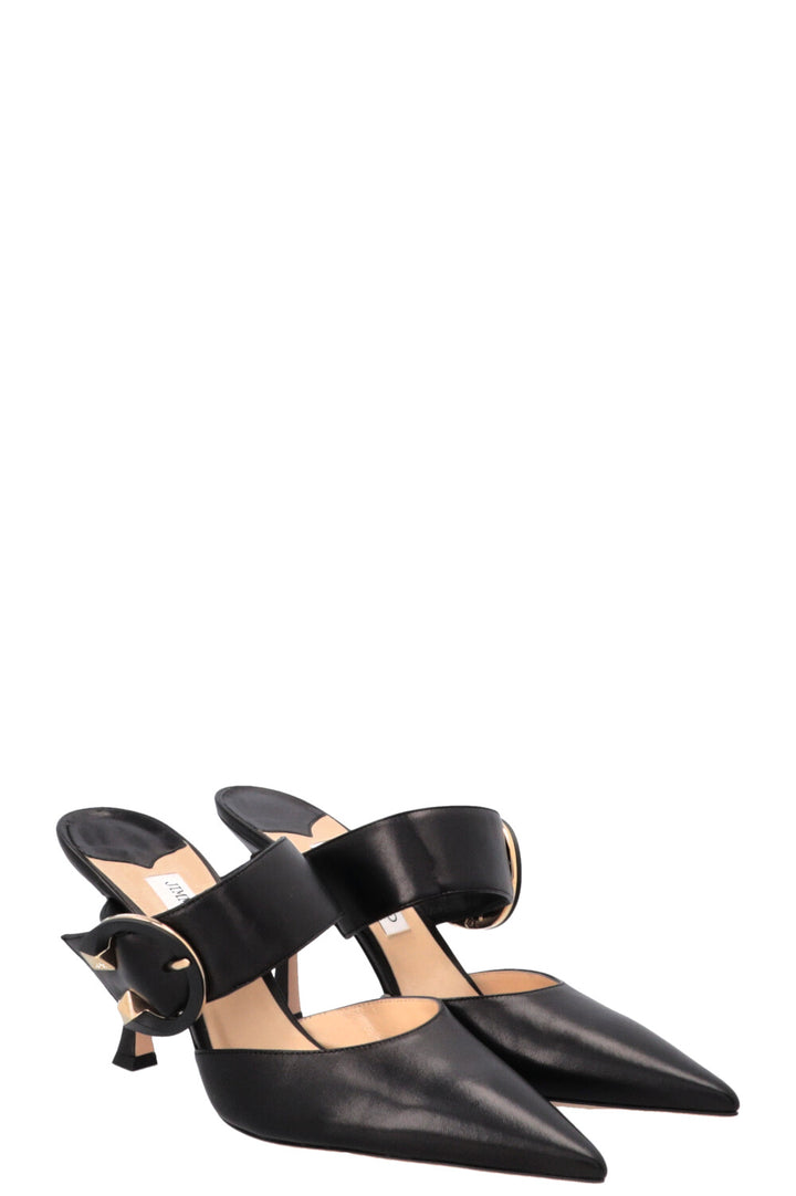 JIMMY CHOO Magie 90 Mules Leather Black