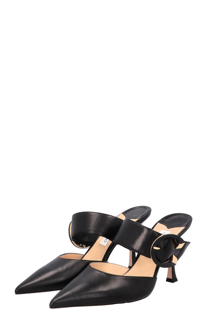 JIMMY CHOO Magie 90 Mules Leather Black