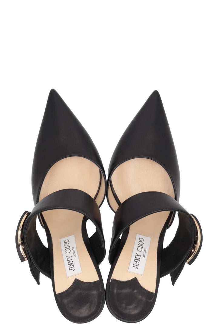 JIMMY CHOO Magie 90 Mules Leather Black