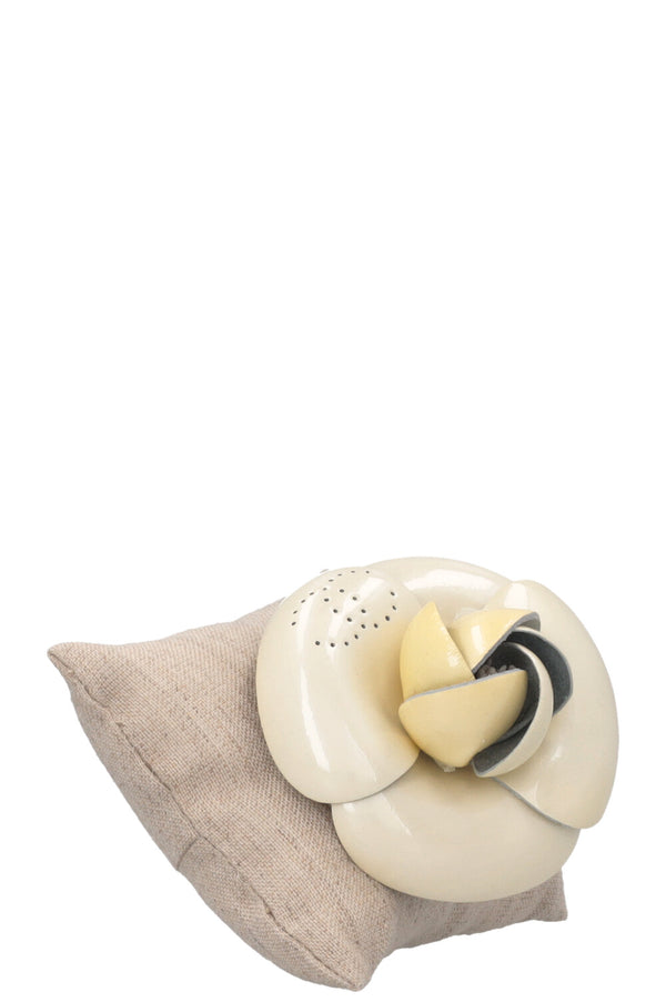 CHANEL Camellia Brooch Patent Ivory