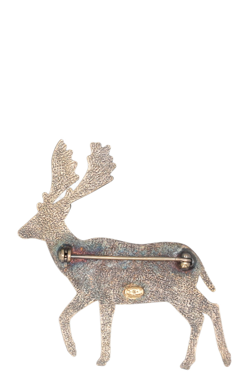 CHANEL Reindeer Brooch Metallic Gold