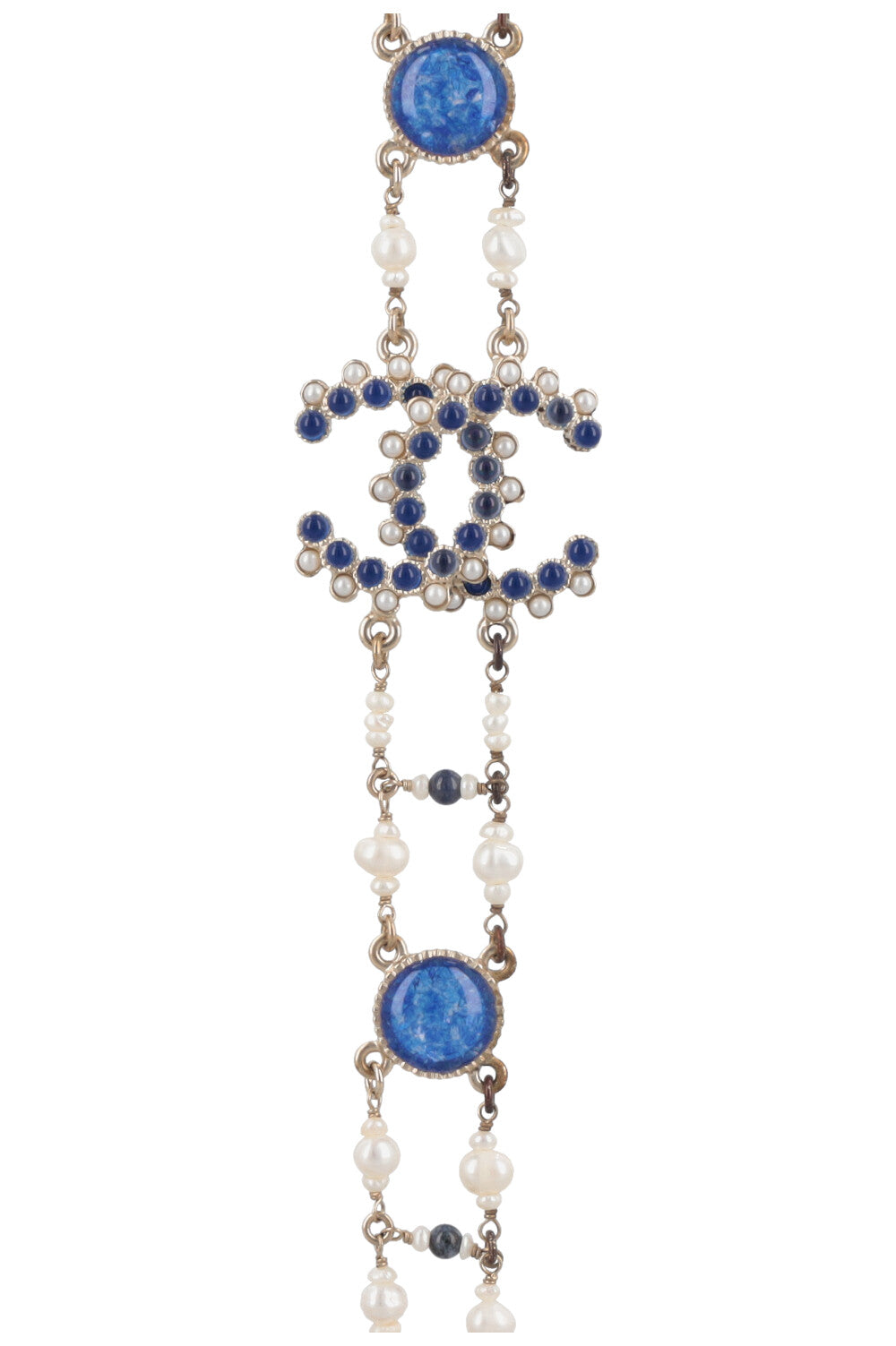 CHANEL 2019 CC Necklace Blue Pearls