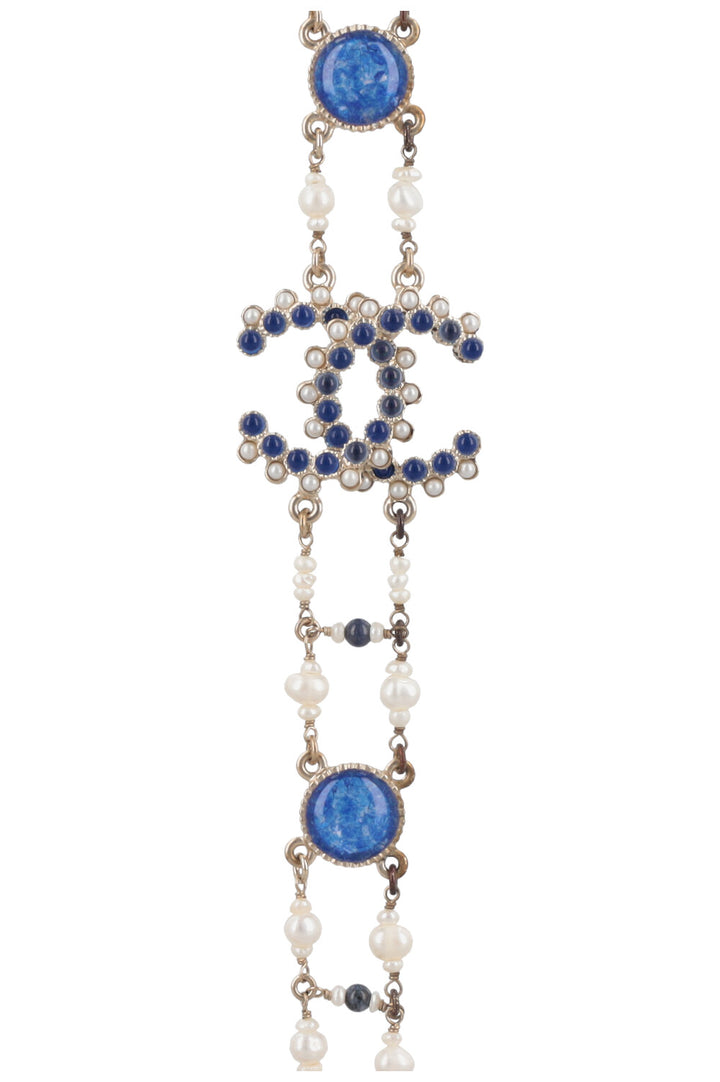 CHANEL 2019 CC Necklace Blue Pearls